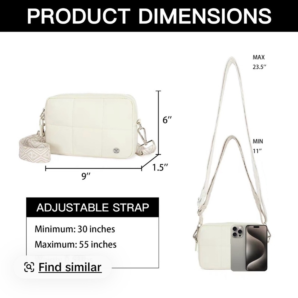 Telena Quilted Cream Crossbody w/ Pattern Strap — EUC - Picture 13 of 14